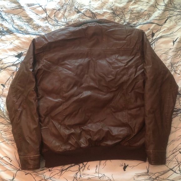 Brown Faux Leather Warmline Jacket - Picture 4 of 4
